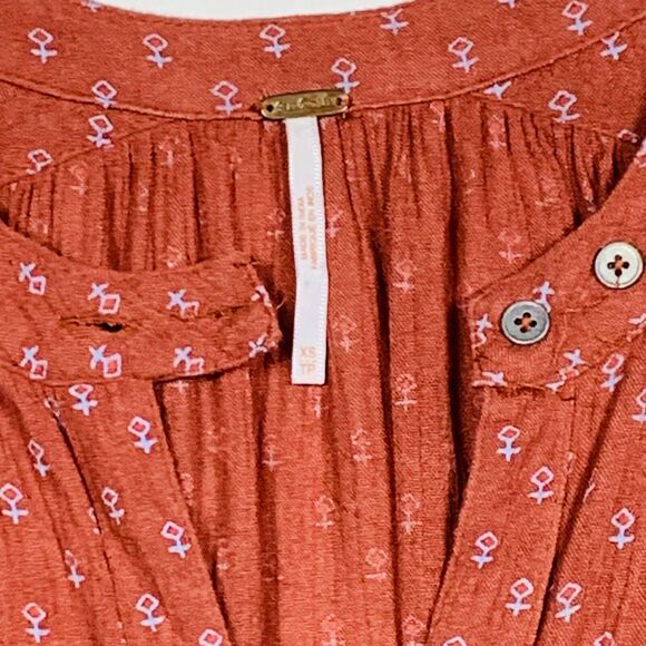 Free People Shirt Womens XS TP Boho Sienna High Low Long Sleeve Peasant Bohemian - Picture 6 of 10